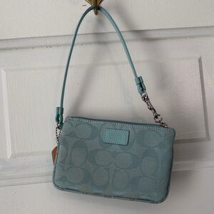 Coach Light Blue Signature Wristlet